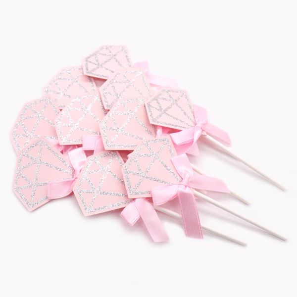

lovely diamond cupcake ers pink happy birthday cake insert cards diy paper satin bowknot wedding decoration