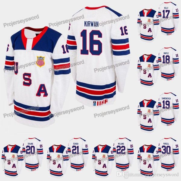 

USA Team 2019 Hlinka Gretzky Cup Ryan Kirwan Tanner Kellys Carson Bantle Artem Shlaine Ben Schoen Jack Williams Colin Purcell Jerseys