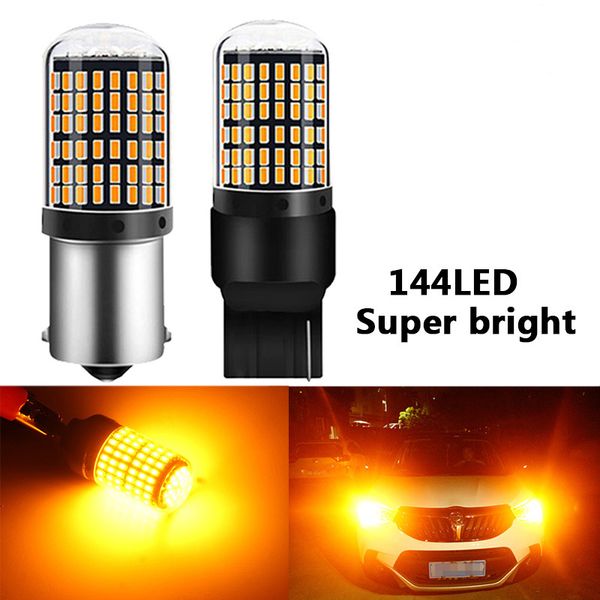 

1pcs t20 7440 w21w led bulbs 144 smd led canbus no error 1156 ba15s p21w bau15s py21w lamp for turn signal light no flash