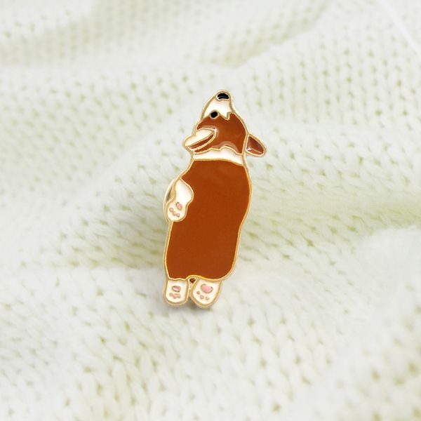 

dog standing cute special personality animal tide new brooch creative enamel cartoon lapel denim badge pins, Gray