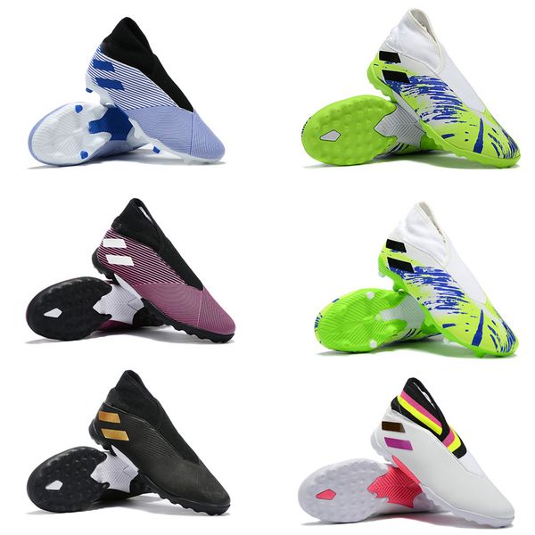 

горячие мужчины nemeziz 19.3 нет шнурков fg tf футбол обуви водонепроницаемого месси chaussures крытой футбола бутсы обувь размер 39-45