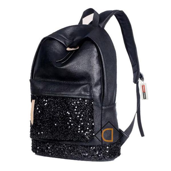 

new 2019 fashion women backpack big crown embroidered sequins backpack wholesale women leather backpack school bags