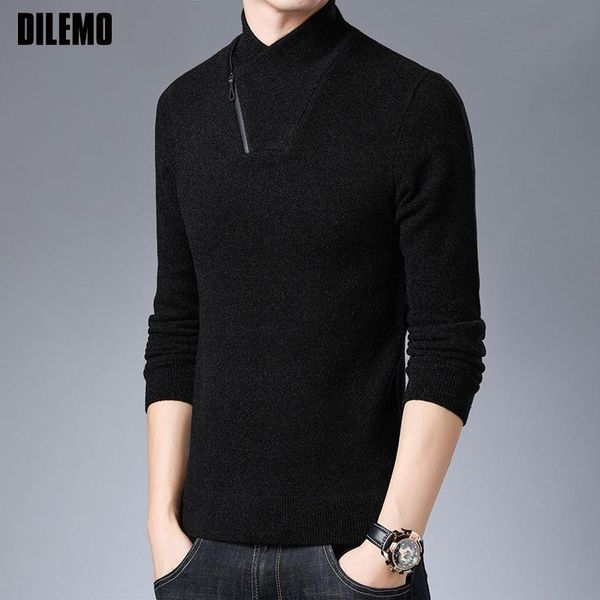

2019 new fashion brand sweater for mens pullovers slim fit korean style jumpers knitwear half zip pullover casual mens clothes, White;black