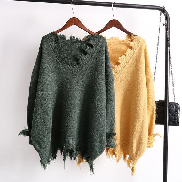 

winter sweater pullover women 2017 new fashion female casual thick warm long sleeve v-neck loose long tassel sweaters pullovers, White;black