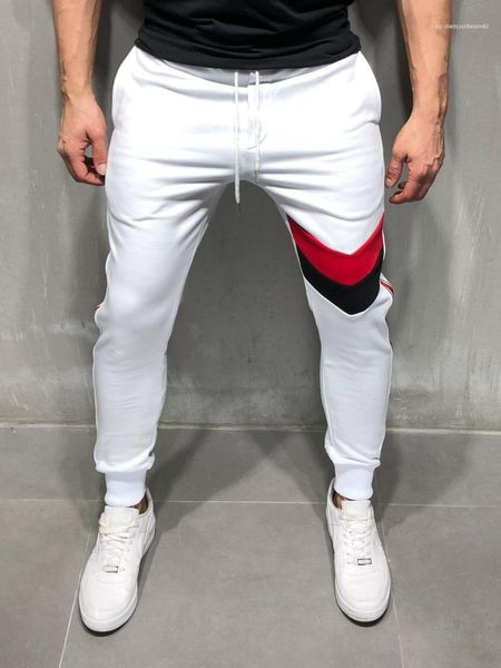 

striped printed mens trousers fashion mens pencil pants spring long mens pants slim drawstring, Black
