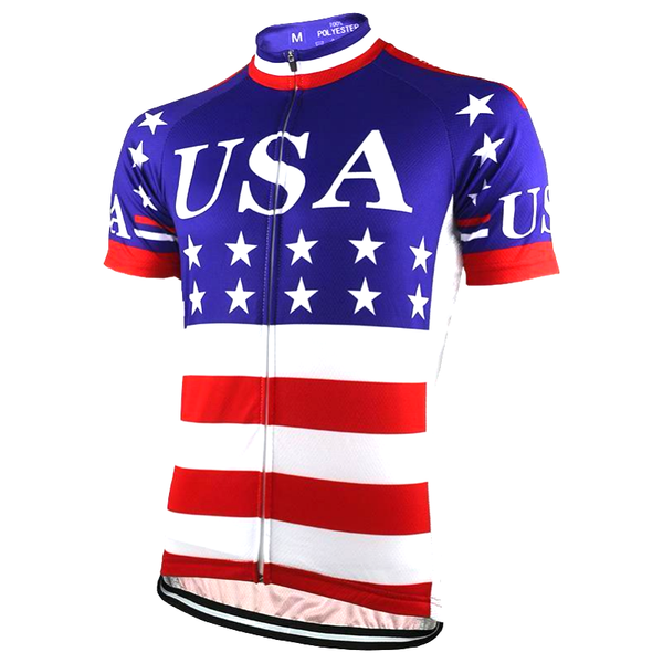 

hirbgod 2020 new usa team bike cycling jersey men summer sport short sleeve cycling clothing american flag bike shirt,hk631, Black;red