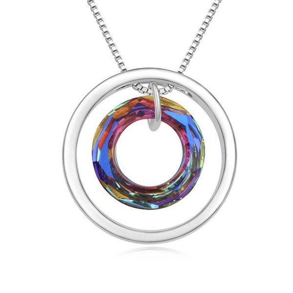 

new famous round design bijoux femme womens fashionable necklesses made with swarovski elements crystal wedding party accessories, Silver