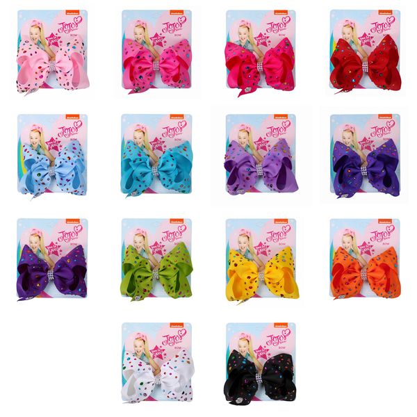 

jojo siwa hair bows with diamonds 14 candy color jojo bows with clip hair accessories for girls 5 inch hair bow ss197, Slivery;white