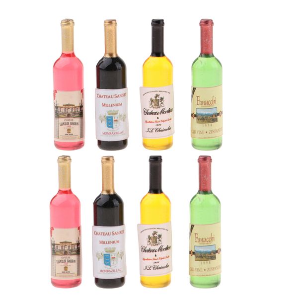 

8pieces 1/12 dollhouse miniature wine bottles champagne bottles kitchen accs