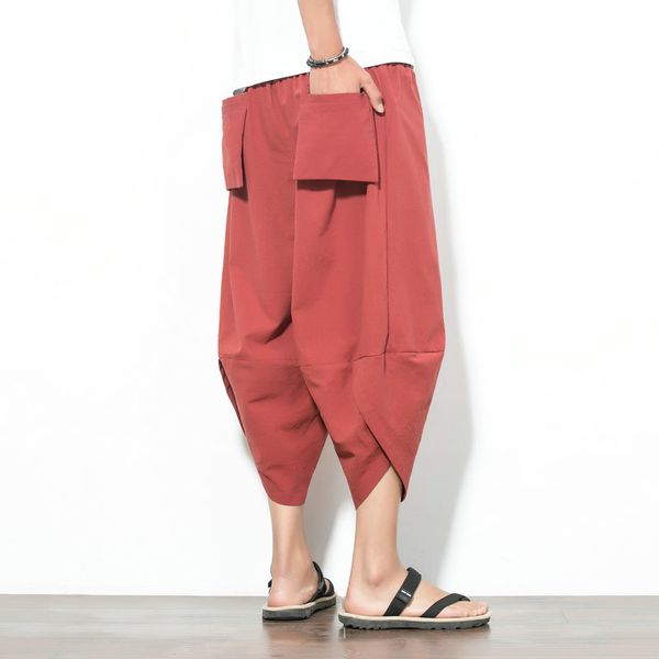 

spring autumn fashion solid harem pants men casual hip hop jogger pants men, Black