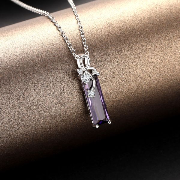

s925 sterling silver amethyst pendants necklace rectangular clavicle pendant sapphire colgantes de pendants bizuterias for women