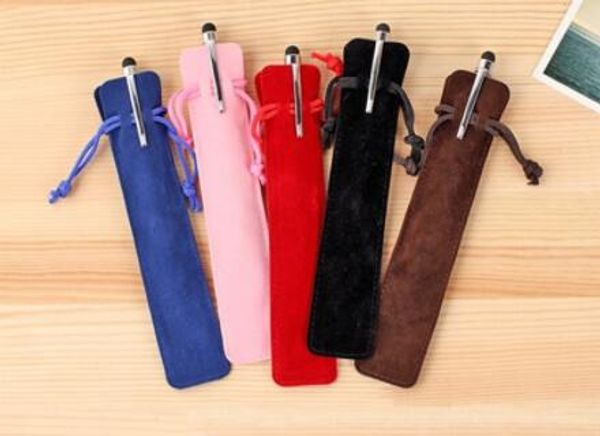 1500 pcs Velvet Pen Bolsa Holder Único Lápis Bolsa Pen Case Cording Locking Gift Bag