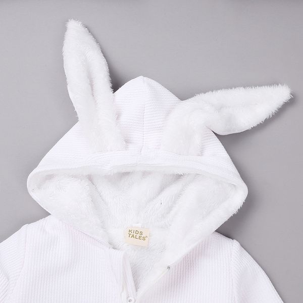 

baby cotton cartoon rabbit ears hooded jumpsuit winter thickening velvet newborn boys girls toddler kids outfits baby clothes, Blue
