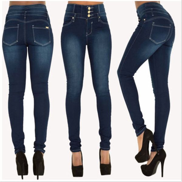 

autumn winter push up plus size jean with high waist denim pants womens female boyfriend jeans for women warm woman, Blue