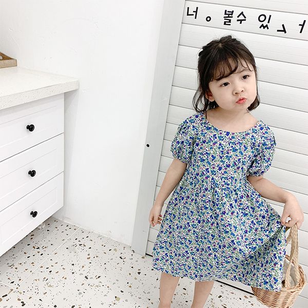 

girls dress summer 2020 new korean style children's floral backless dress male cotton, Red;yellow