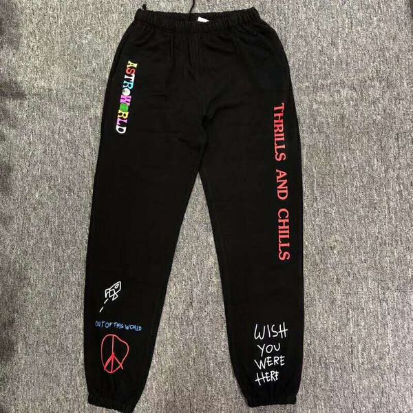 

2019 travis scott astroworld letter printed women men jogging pants hip hop streetwear men cotton sweatpants s-xl, Black