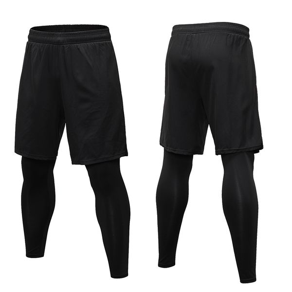 

2 pieces / set of men's running fitness pants jogging training bodybuilding sports fitness men's sports trousers, Black;blue