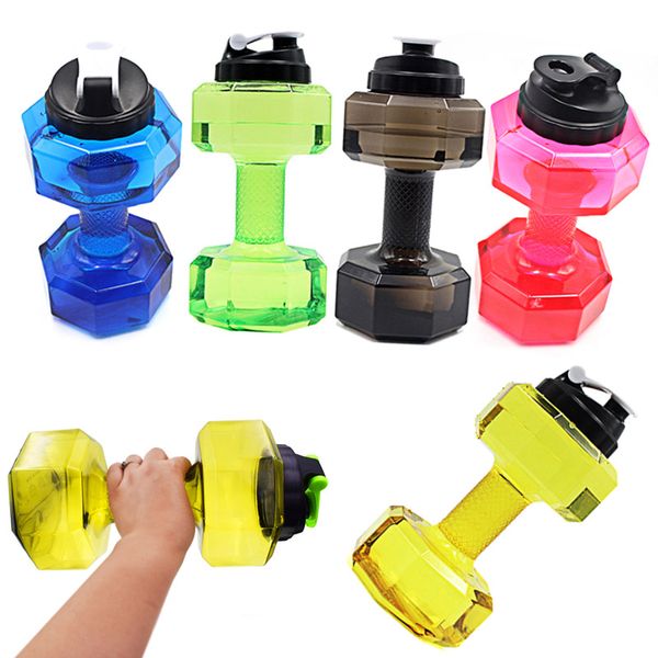 

portable 2.2l petg large water bottle sport dumbbell shape gym fitness kettle 88 b2cshop