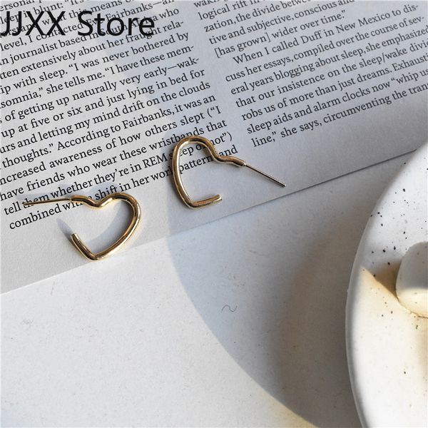 

trendy earrings for women new korean simple temperament heart-shaped earrings female personality geometric hollow out, Golden;silver
