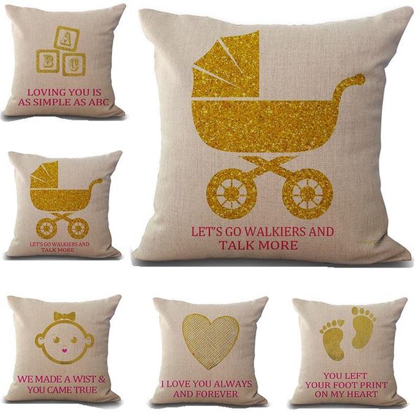 Love Baby Quote Pillow Case Cushion Cover Linen Cotton Throw