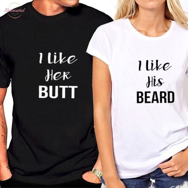 

couples shirts i like his beard i like her butt t shirts matching shirt anniversary gift women aesthetic tees slogan goth, White