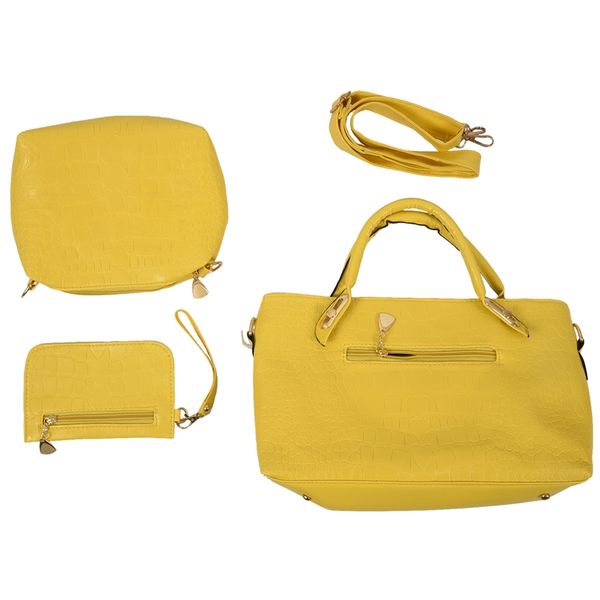 

unique shoulder bag crocodile grain three-pieces mother son messenger bag (yellow