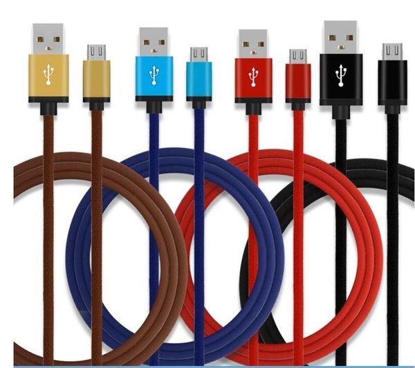 

dhl stock micro usb cable 1.0m cloth braided fast charger cable data line metal plug speed charging line for samsung galaxy note10