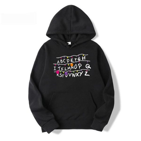 

stranger things printed men's hoodie fashion winter autumn men women cotton hoodies sweatshirts japanese pullover hooded, Black