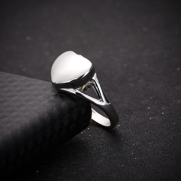

wholesale-heart pet memorial ring cremation ash holder urn finger rings for women femme jewelry size 7-10, Silver