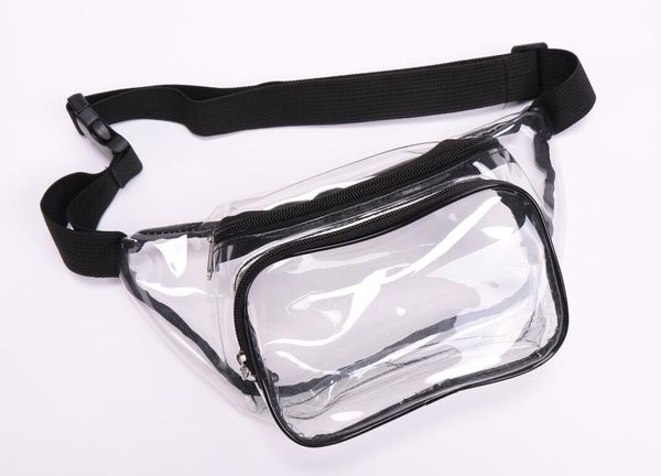 

fanny pack, adjustable waist bag with with extra external pocket, clear bag with strong zipper, for football stadium approved +patch, Black