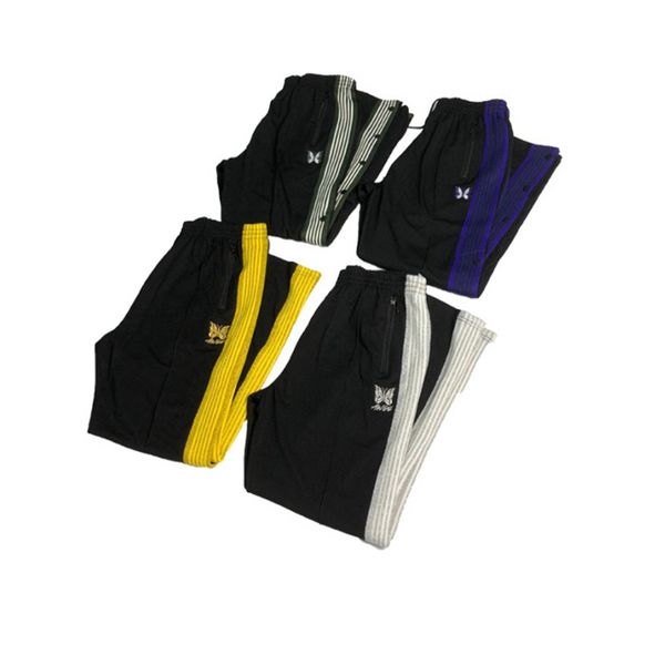

awge butterfly embroidery sweatpants awge x needles trousers multicolor ribbon men vintage sweatpants cotton buckle pantalettes, Black