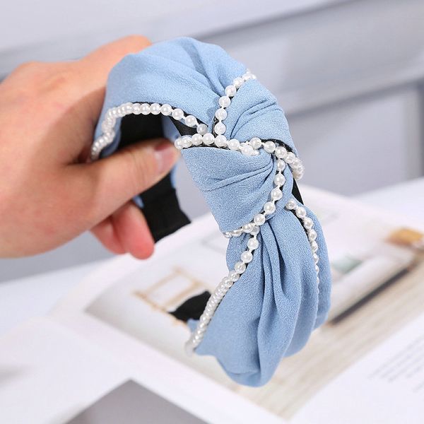 

satin pearl cross headband hairbands for lady kitty hair band pearl head bands customize hair style 2019 ammcg, Black;brown