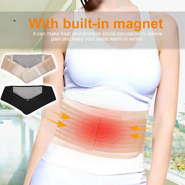 

waist support lumbar belt back braces tourmaline self-heating magnetic therapy breathable sec88, Black;gray