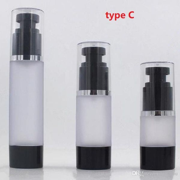 

2020 new 15ml 30ml 50ml frosted airless bottle with black pump refillable lotion and gels dispenser travel container