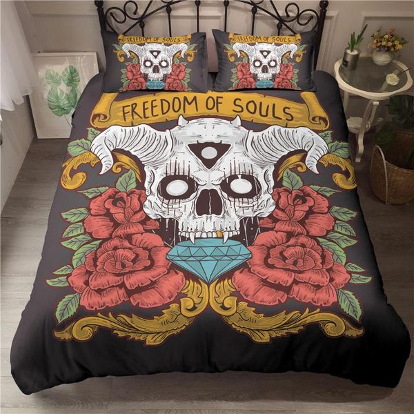

zeimon rose sugar skull bedding sets /king duvet cover set mr mrs halloween valentine's day couples skull bed set