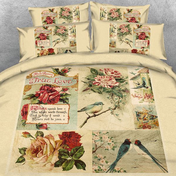 3d Floral Bird Print Duvet Cover Set Bedding With Pillowcase