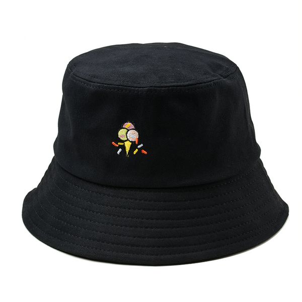 

embroidery bucket cap cute ice cream hip hop summer visor cap, Yellow