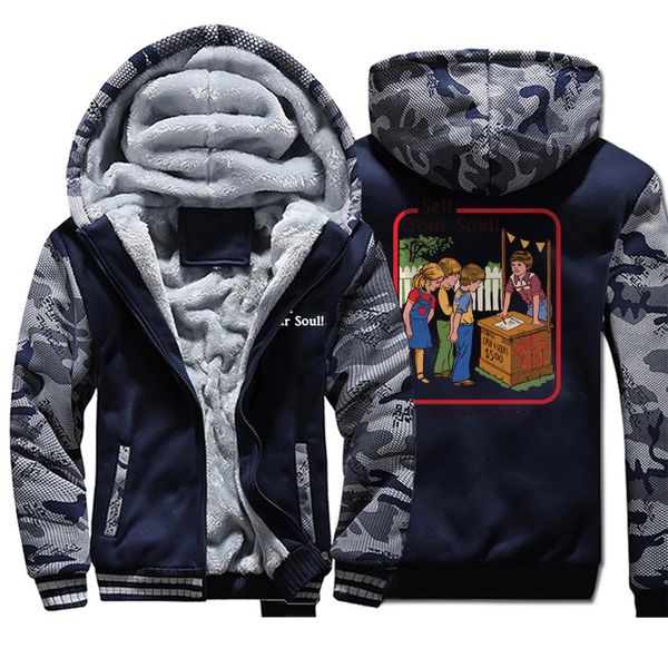 

satan ouija winter camo jacket men fleece thick warm sell your soul mens jackets and coats hoodies sweatshirt hoodie sportswear, Black