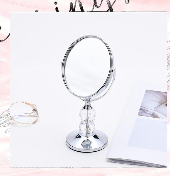 New Retro Round Crystal Table Mirror Tabletop Folding Type Desk Makeup Hanging Bedroom Glass Big Mirrors For Walls On