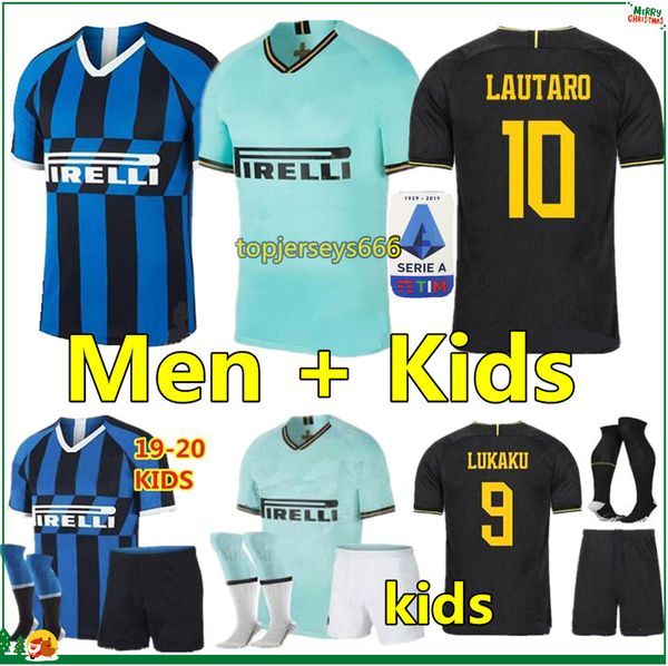 

19 20 inter soccer jersey men and kids kit 2019 2020 lautaro lukaku sensi skriniar football shirt and kids kit maillot de foot, Black;yellow