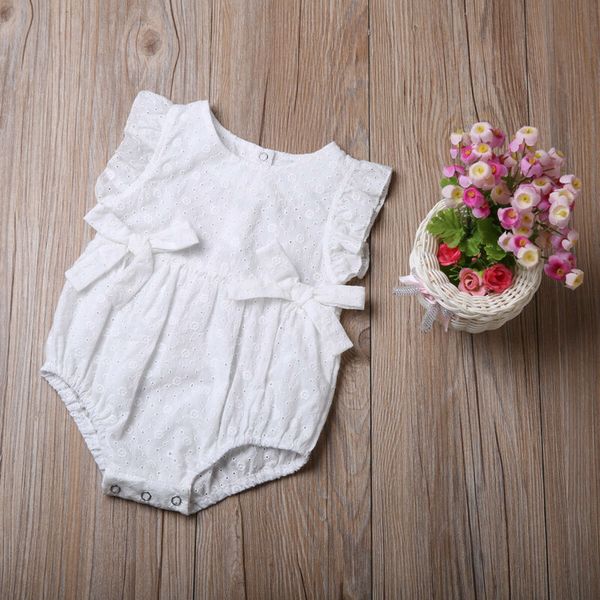 

goocheer summer flower baby girls ruffles romper infant newborn baby jumpsuit playsuit bow clothes, Blue