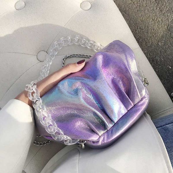 

лазерные цепи кожа pu фиолетовая для женщин 2020 летней мода подмышек сумки lady плеча сумки для женщин путешествия мешка руки