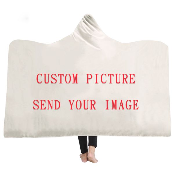 

customize dropshipping hooded blanket soft fluffy winter thick home school travel airplane throw blanket portable wearable
