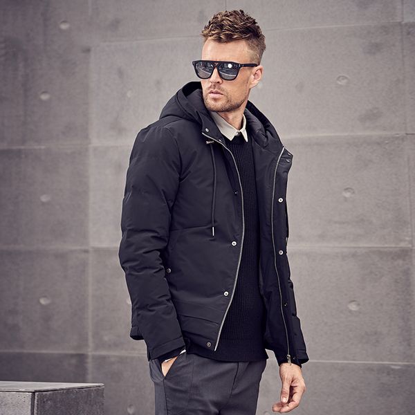 

winter cotton padded jacket hoodies men thick hoodies parka coat male quilted winter jacket coat, Black