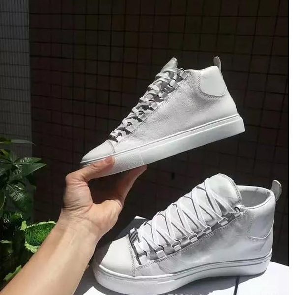 

whoelesale men's fashion arena high-bovine skin wrinkle crack leather lace up zapatos hombre french style sneakers kanye west shoes 012, Black