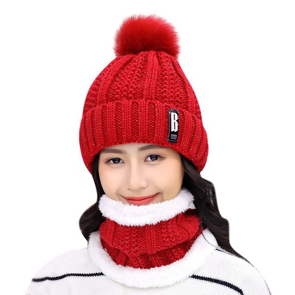 

2019 autumn and winter fashion plus velvet thickening scarf to keep warm a few people knitted wool cap black m19, Blue;gray