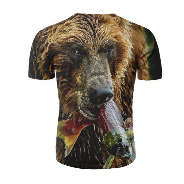 

yelite 2019 tiger lion catching fish by the river cool sleeve summer funny t-shirt 3d print t shirt novelty tshirt, White;black