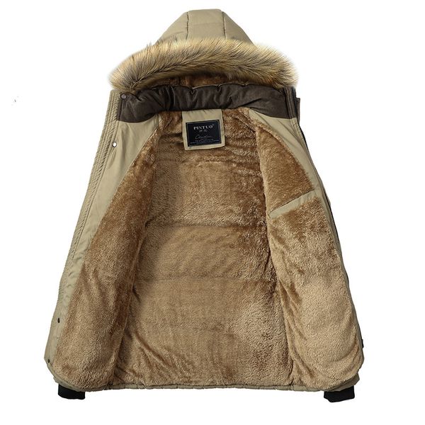 

m-5xl fur collar hooded men winter jacket 2019 new fashion warm wool liner man jacket and coat windproof male parkas casaco, Black