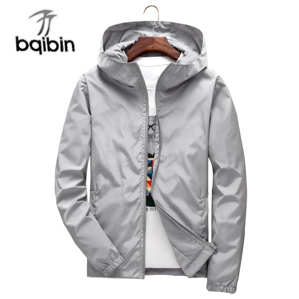 

biaoqibing 2019 spring men's hooded jacket windbreaker solid color bomber jackets men zipper coat male clothings plus size 7xl, Black;brown