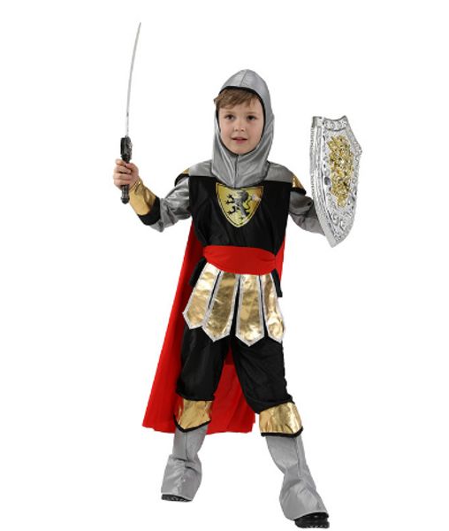 

halloween party kids royal warrior knight costumes boys soldier children medieval roman cosplay carnival fancy dress, Black;red